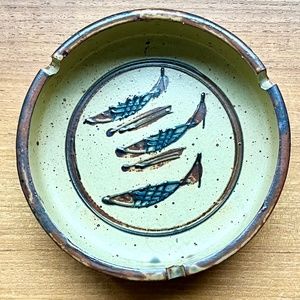 Vintage Otagiri Speckled Stoneware Fish Ashtray